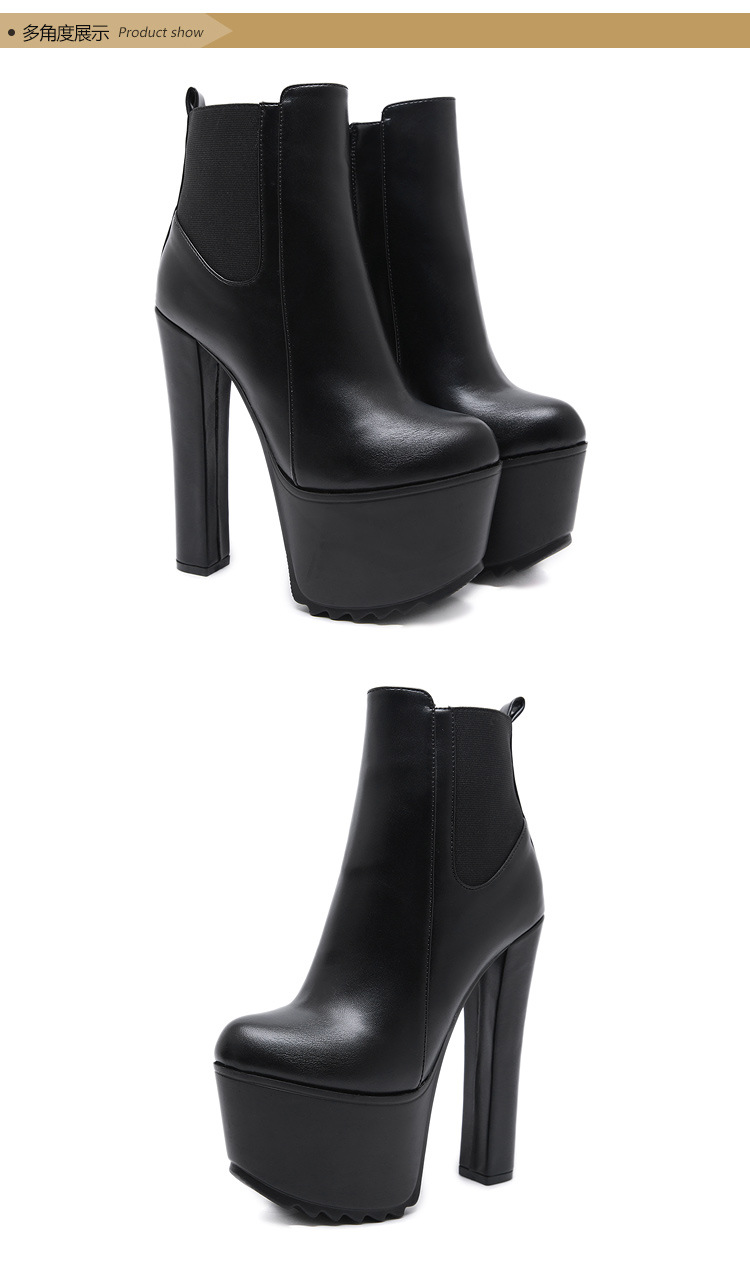 Wasserplattform Dicke High-heel-seitenreißverschluss Kurze Stiefel Großhandel Nihaojewelry display picture 6