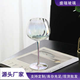 轻奢创意棱镜炫彩红酒杯家用高脚杯电镀水晶玻璃葡萄酒杯酒具批发