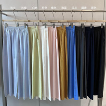 清仓不退换薄款韩系慵懒风棉麻显瘦纸片人松紧腰垂感休闲裤250102