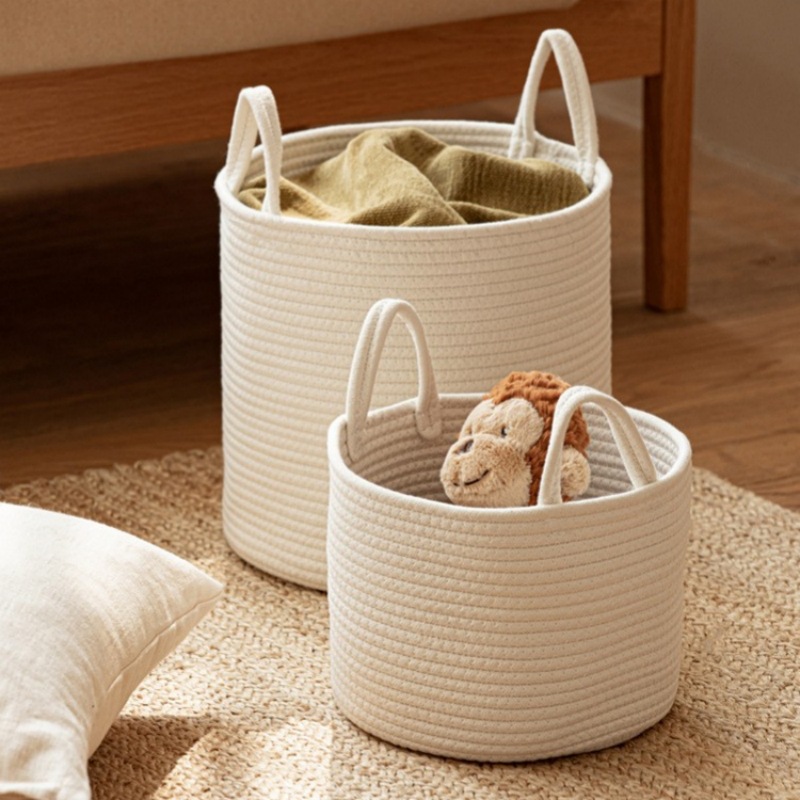 Transfronterizo gran hilo de algodón cesta de lavandería canasta de almacenamiento sala de estar canasta de juguete almacenamiento organización bebé regalo niños canasta de almacenamiento