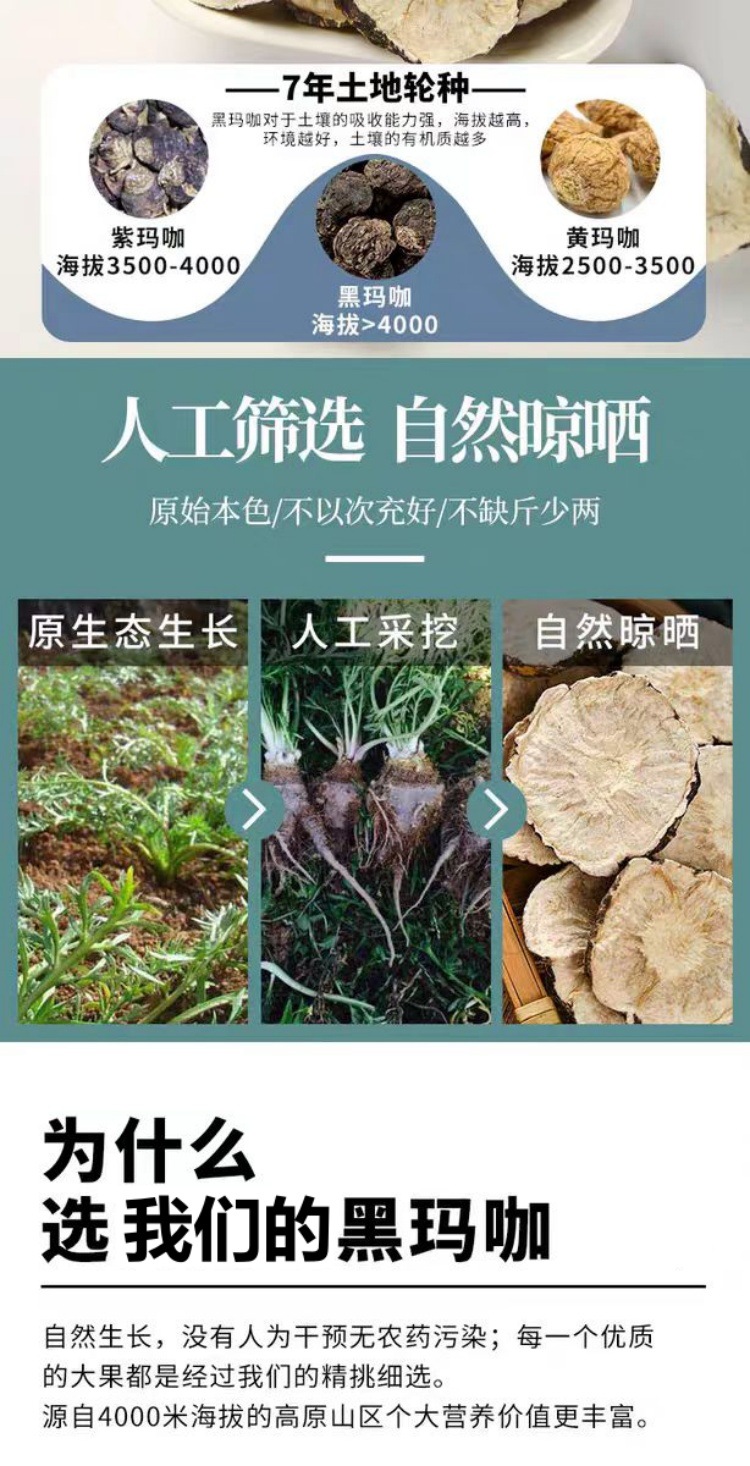 Yunnan Black Maca Dried Slices (Lepidium meyenii) — Wild-Grown Food Herb for Tea, Soup & Tincture key features
