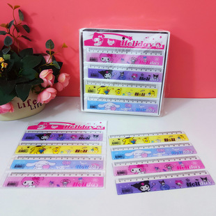 Foreign Trade Sanrio Creative Cartoon Ruler 15cm with Wavy Line Primary School Student Cute Kummi Painting Ruler Stationery