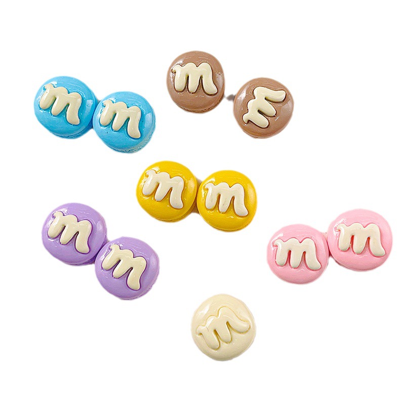Macaron color M Frijol resina accesorios DIY diversión jalea frijol comida y juego crema pegamento horquilla accesorios para el cabello agujero zapatos material