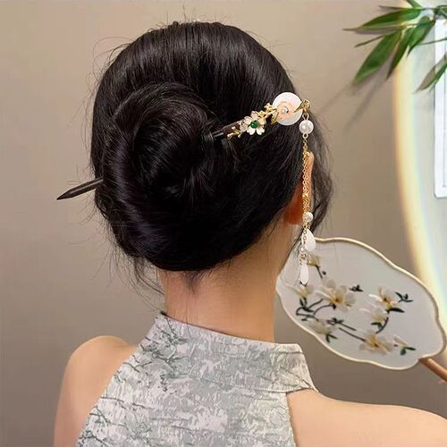 Ancient style hairpin with tassels, rocking wooden hairpin, imitation ebony wood decoration, hairpin, Hanfu ear accessories, ancient hairpin hairpin