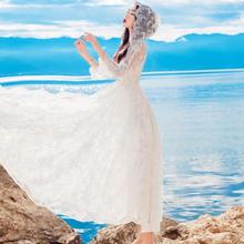 三亚旅游仙女装连衣裙显瘦海边度假沙滩长裙子白色2024年新款夏季