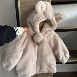女童加厚外套冬季新款仿皮小米貂毛保暖外穿上衣宝宝百搭毛毛衣