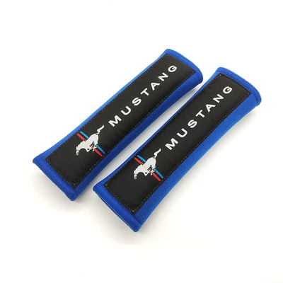 Seat belt shoulder pad — cotton protection pad pair - wild-horse-blue