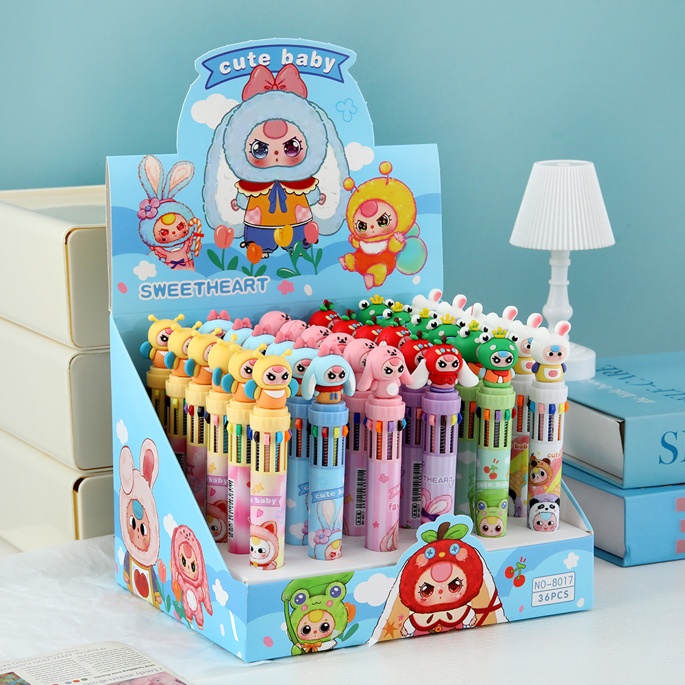 Muñeca de dibujos animados bolígrafo multicolor bolígrafo de dibujos animados bolígrafo de color bolígrafo de escritura estudiantil
