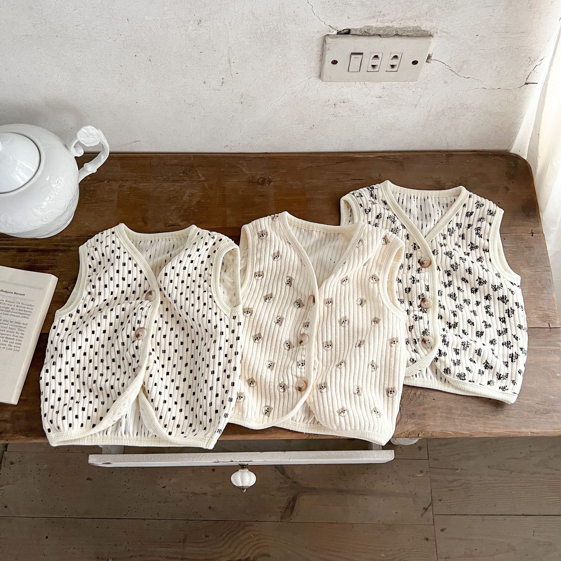 Otoño ins2023 estilo coreano todo partido pit PANA cardigan chaleco PANA impreso cardigan para niños y niñas