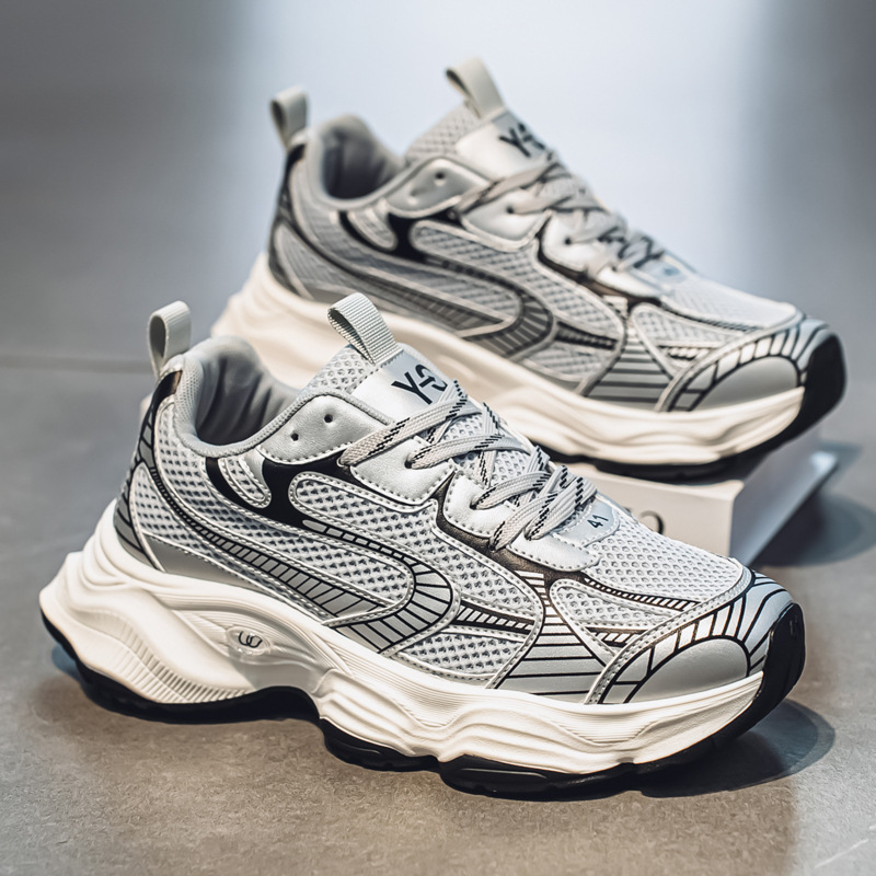 New Spring and Autumn Dad Shoes Men's Low-Top Lace-Up Spring and Summer Mesh Thin Comfortable Lightweight Sports Casual Trendy Shoes