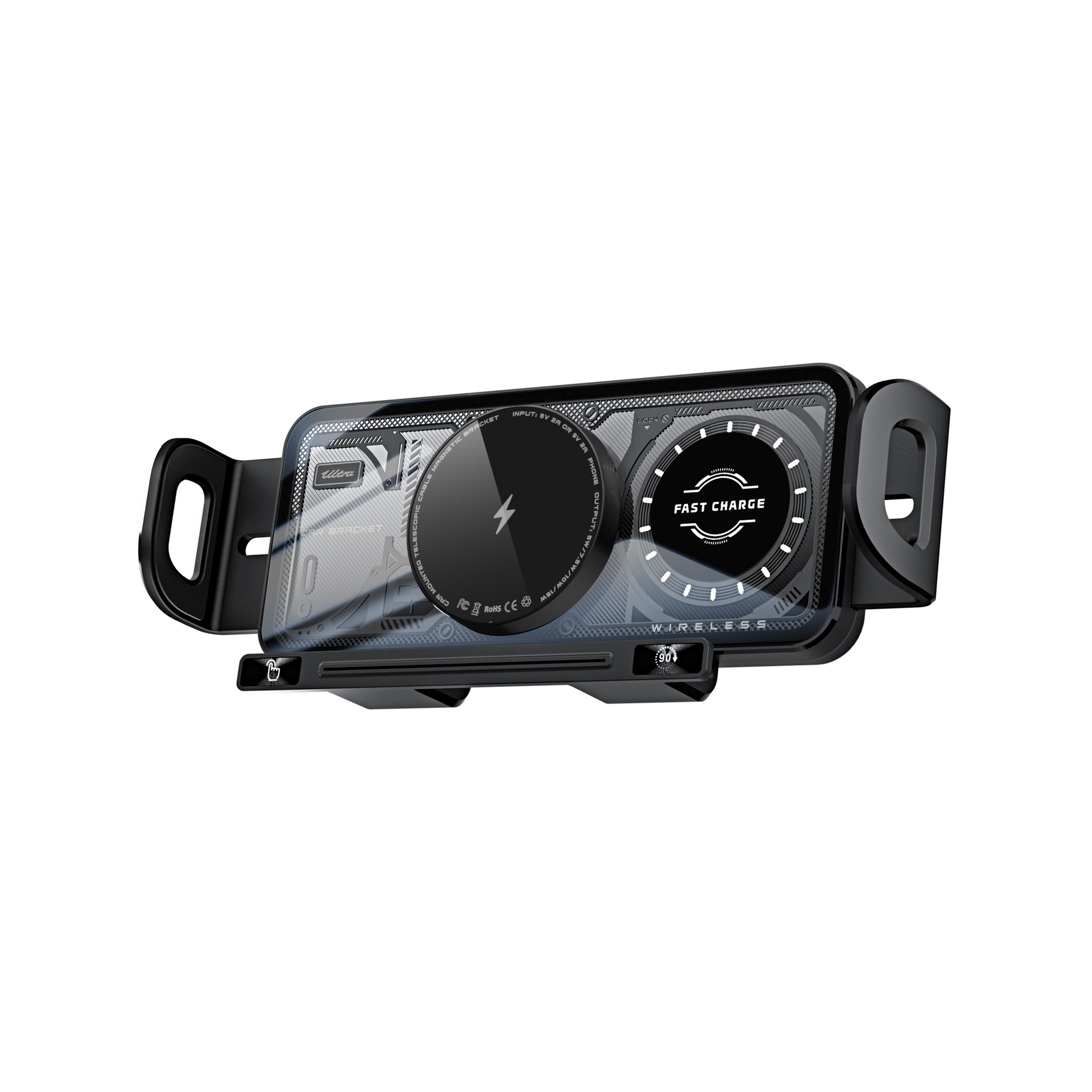 Car Mount Wireless Charger Suitable for Huawei and Samsung Phones with Foldable Screens, Dedicated Rotating Navigation Magnetic Mount