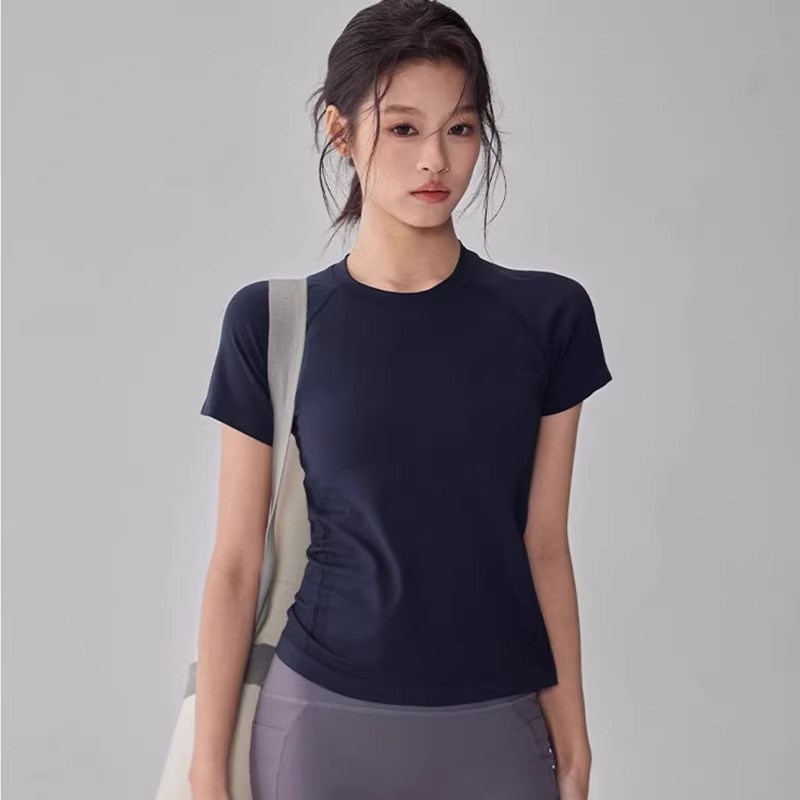 Lulu Yoga Clothing Sports Top Short-sleeved Women's T-shirt Japanese and Korean-style Casual Short Slim-fit Slimming Running Quick-drying T-shirt for Women