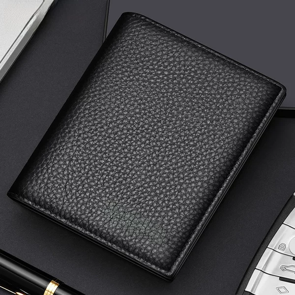 Guangzhou Leather Goods Factory Men's Short Wallet Genuine Leather Vertical Style 2026 New Model Zipper Top Layer Cowhide Ultra-Thin Thickened Wallet