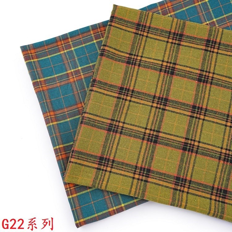 140g色织格子毛呢现货批发21s色织斜纹磨毛格子衬衫布ins法兰绒