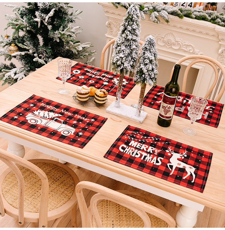 Christmas Cute Letter Lattice Snowflake Cloth Party Festival Placemat display picture 2