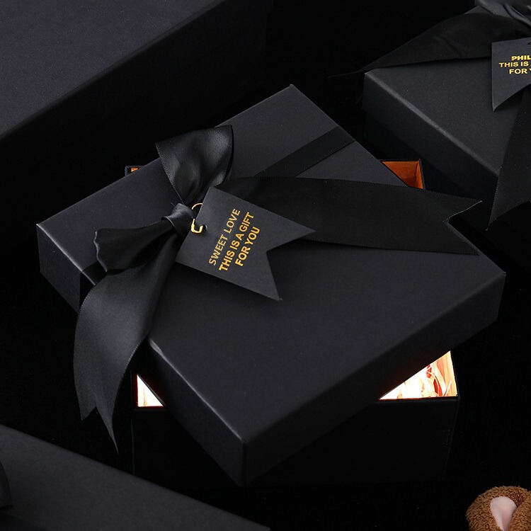 Gift Box Gift Box Empty Box Creative Black Bow Birthday Gift Packaging Box for Boys and Girls to Send Friends Ritual Sense