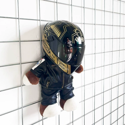 Motosiklet dəbilqələri, Motorcycle Doll Helmet Bear - height-28cm-light-green-black-bear-shoei-black-ant-upgraded-tail-fin