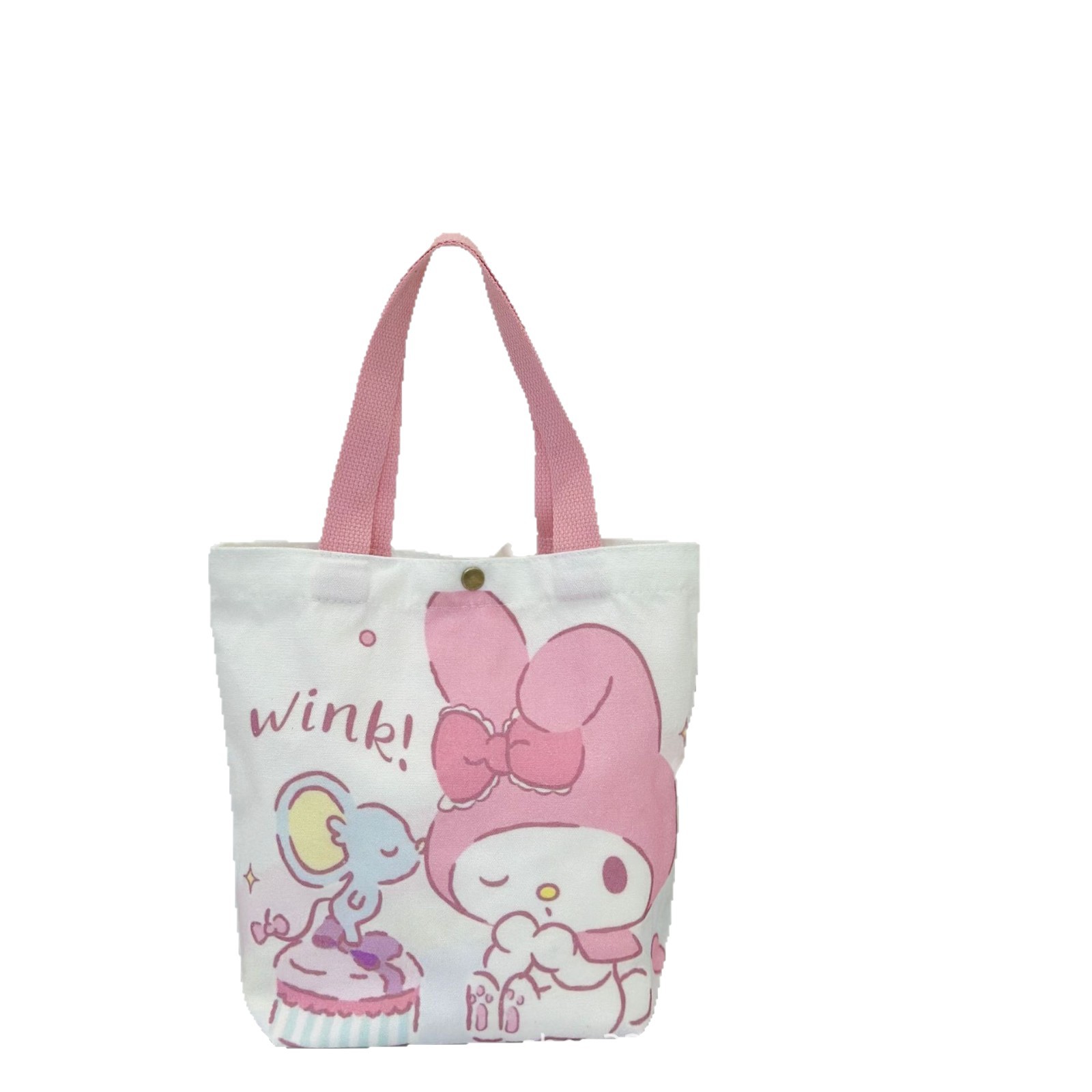 Bolso de lona Sanrio de pelo recto de fábrica, bolso de lona portátil, material de matrícula para estudiantes, bolso para libros, bolso de hombro, bolso de viaje