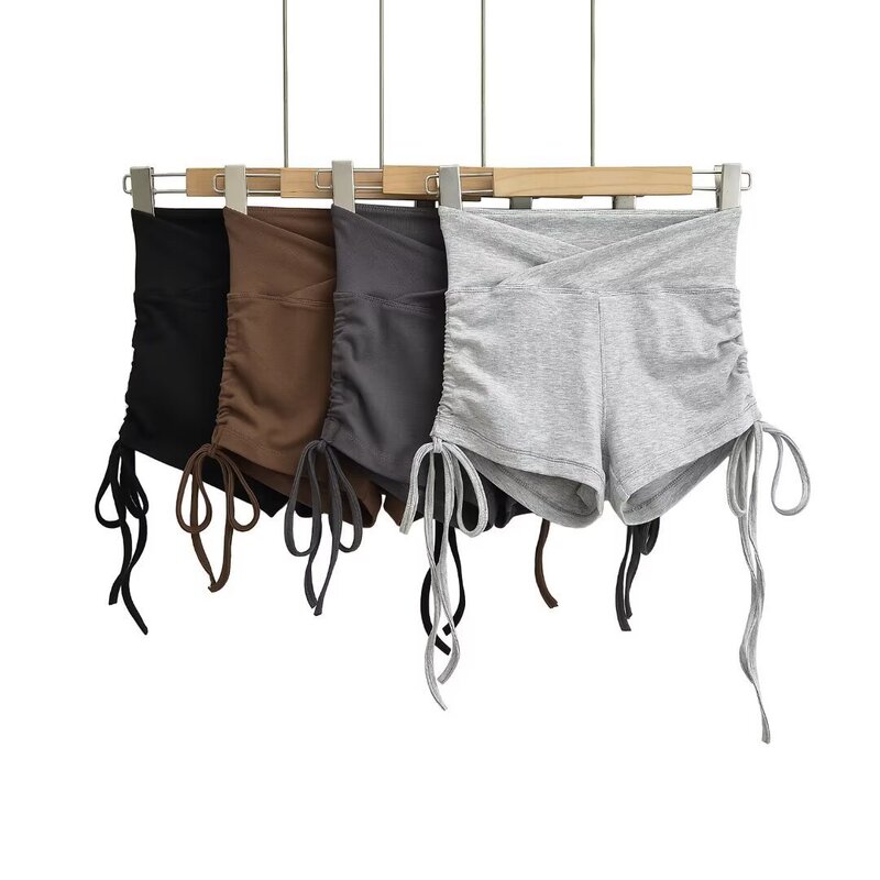 Drawstring High Waist Hip Lifting Low Waist Sports Shorts Women's Summer Tight Three-point Yoga Shorts Fitness Breathable Riding Pants