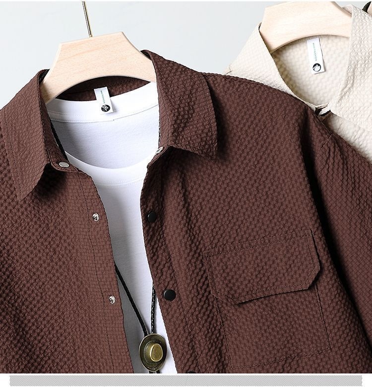 Completo uomo in seersucker set estivo camicia e pantaloncini_voghion.com