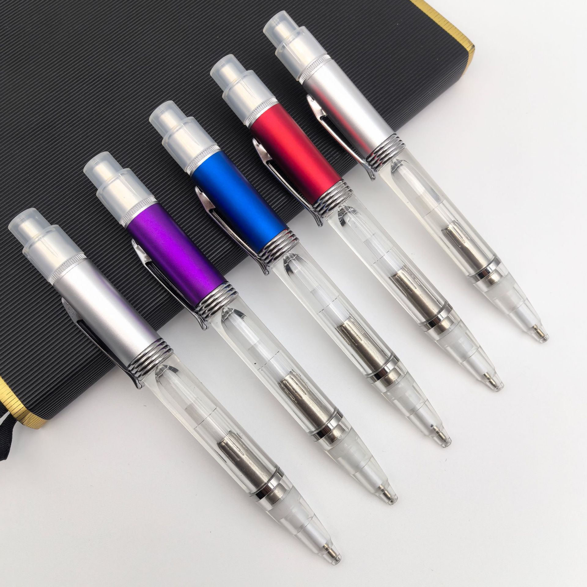 Lámpara de colores creativa bolígrafo publicitario acrílico material transparente imprimible bolígrafo LED de color