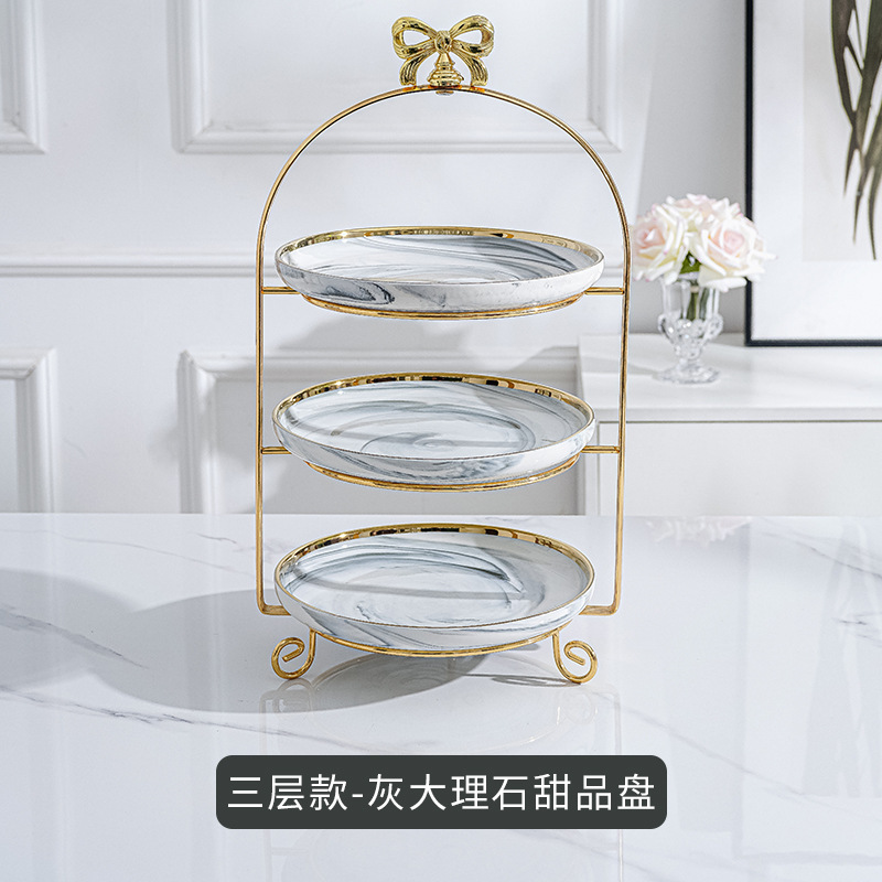 Plato de fruta de doble capa de estilo europeo mesa de café de sala de estar creativa soporte de pastel de múltiples capas mesa de postre de té de la tarde bandeja de postre de caramelo