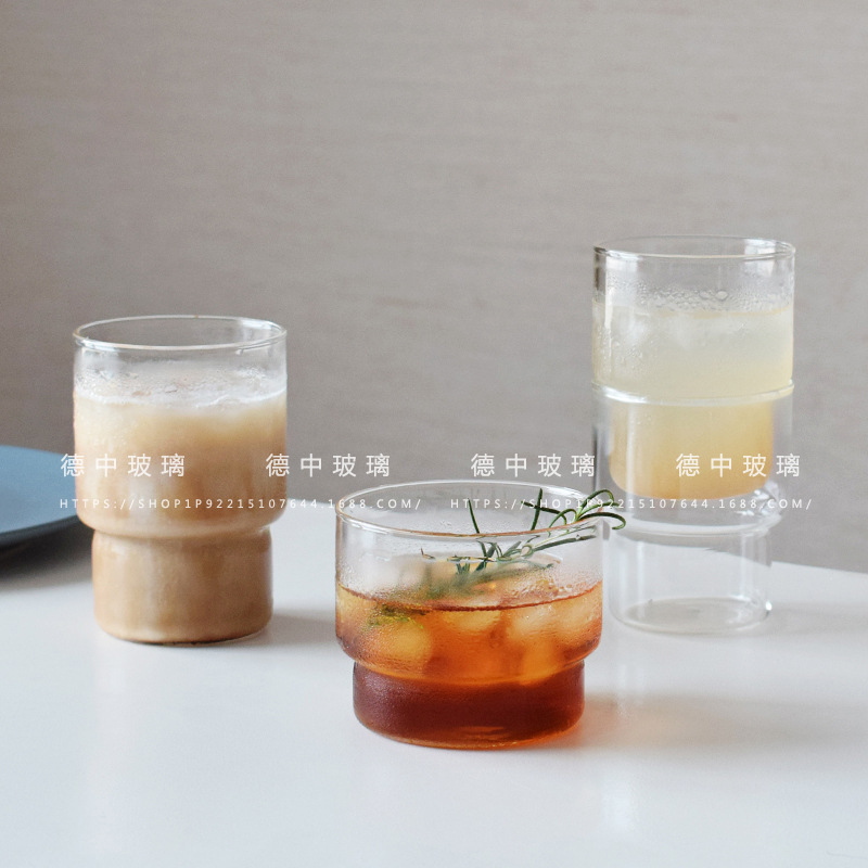 심플한 고온 방지 유리 커피 컵, 아이스 아메리칸 라떼 컵, 쌓을 수 있는 얇고 가벼운 차가운 음료 컵, 주스 우유 컵