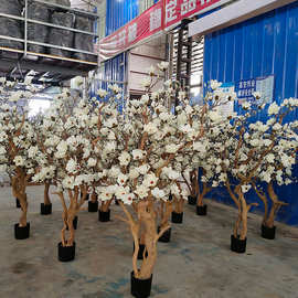 仿真绿植白玉兰树盆景室内高端轻奢装饰软装假植物樱花树盆栽摆件