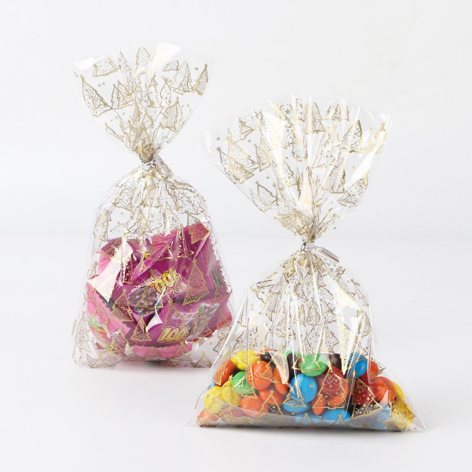 跨境电商 圣诞老人礼品彩色扎口opp袋批发 装饰糖果透明包装袋