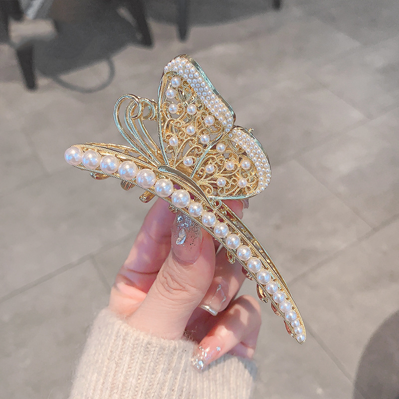 Lady Flower Butterfly Alloy Diamond Hair Claws display picture 3