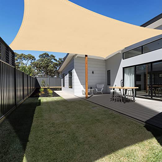 厂家出售休闲户外米色遮阳帆抗老化遮阳棚帆防水防晒帆布遮阳网