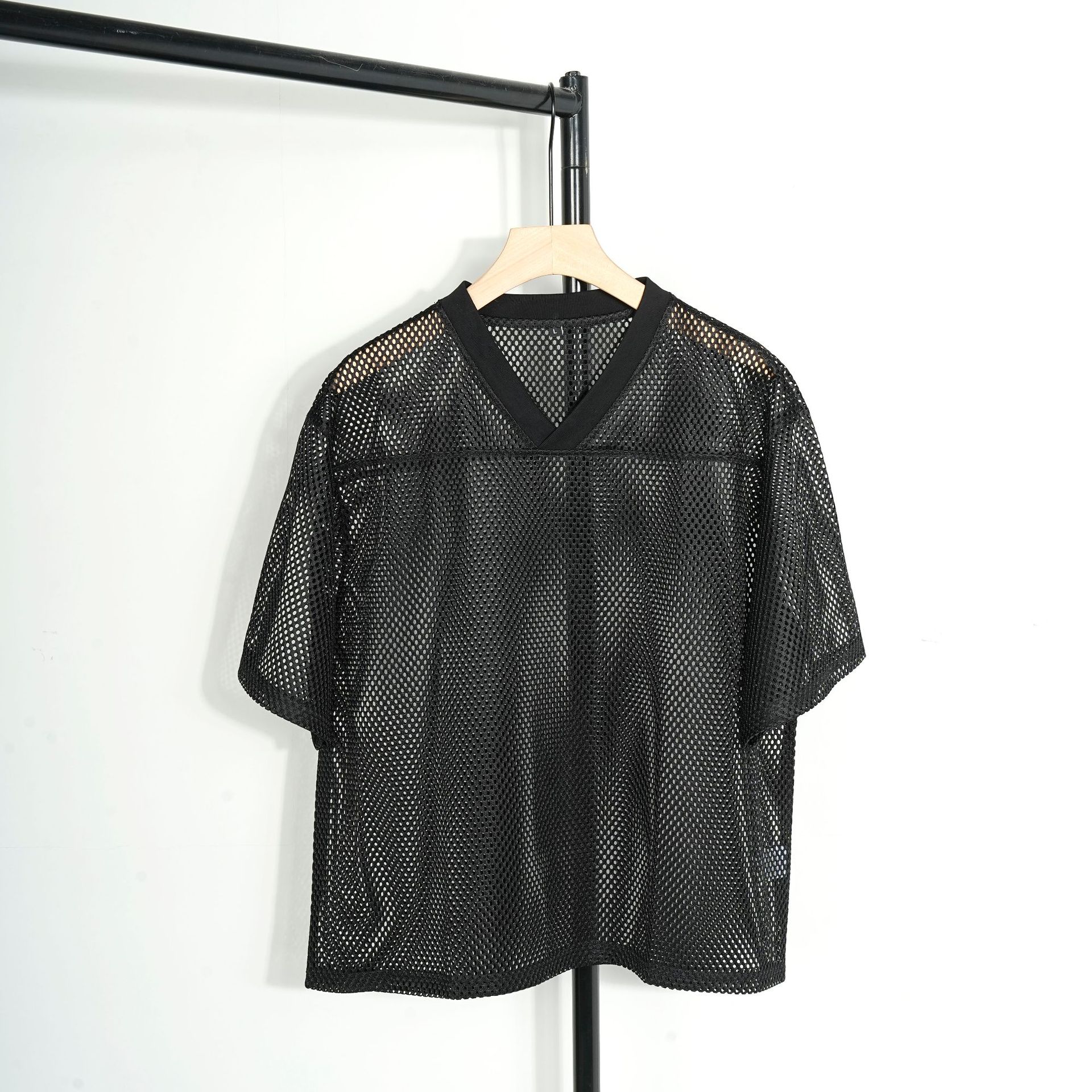 ETAI ropa de hombre alta calle americana hombre de verano mesh deporte casual de manga corta pareja marca de moda suelta camiseta de cuello en V