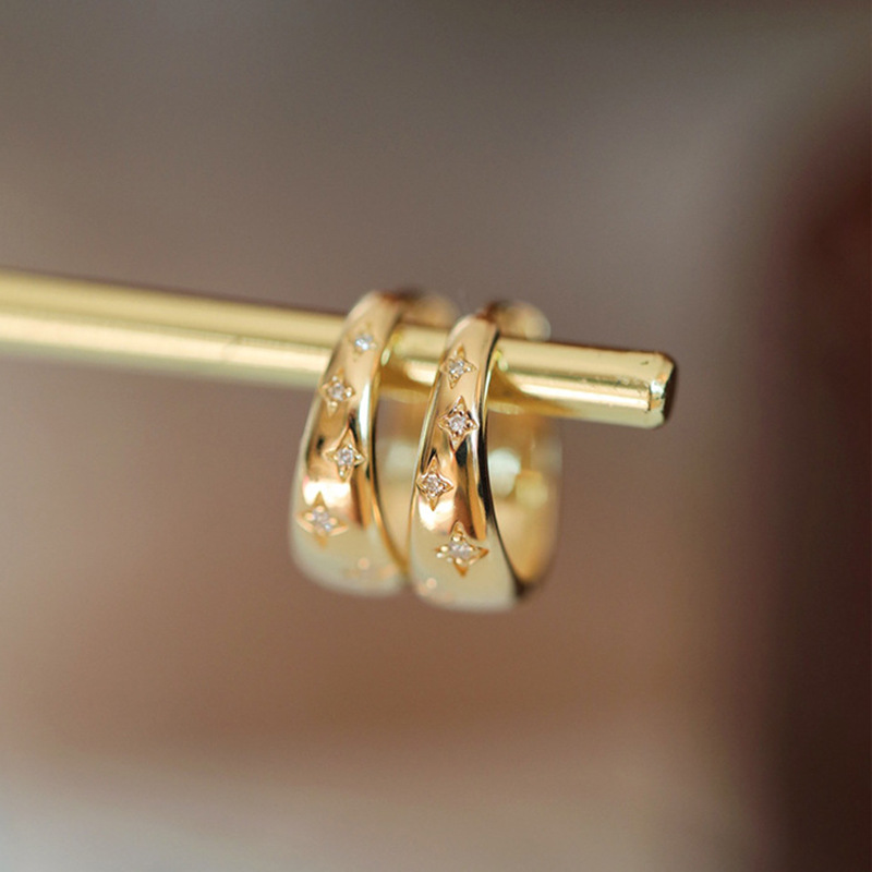 フランス式の軽い豪華なジルコンの星の耳は女性のデザイン感を掛けます。