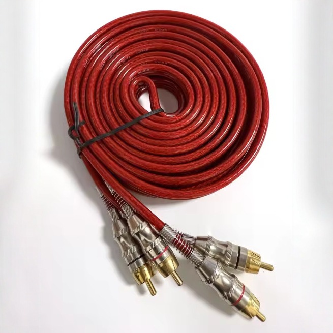 Dual Rca Audio Cable 2Rca to 2 Gold-Plated Shielded Audio Amplifier Connection Cable Pure Copper Core High-Fidelity Gold Imitation