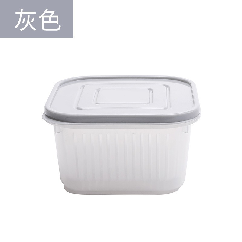 Caja de almacenamiento de cebollas casera portátil cuadrada plástico transparente de doble capa de drenaje de agua fresca refrigerador sellado al por mayor