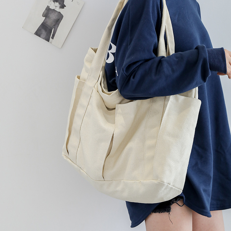 Canvas Bag Japanese Style Women's Large Capacity Bag Simple Tote Bag Women's Bag Shoulder Bag Handbag Cloth Bag Mummy Bag