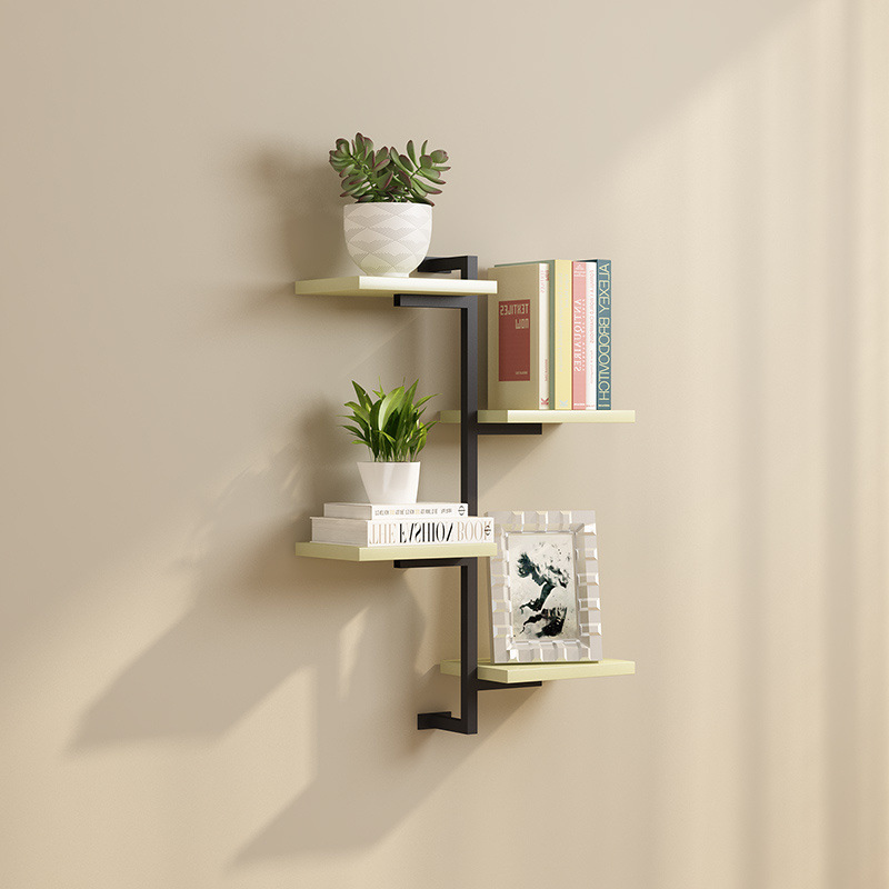Estante de pared estante de flores decoración moderna simple partición de pared simple hierro forjado estante multicapa perforación