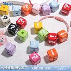 大穴漫画シンボル穴あきスクエアビーズ明るいペイントスクエア携帯電話チェーンバッグアクリル diy ジュエリーアクセサリー