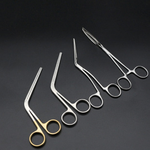 Nasal prosthesis placement forceps placement device Nasal cosmetic orthopedic device Prosthesis introducer bulking body placement forceps gold handle