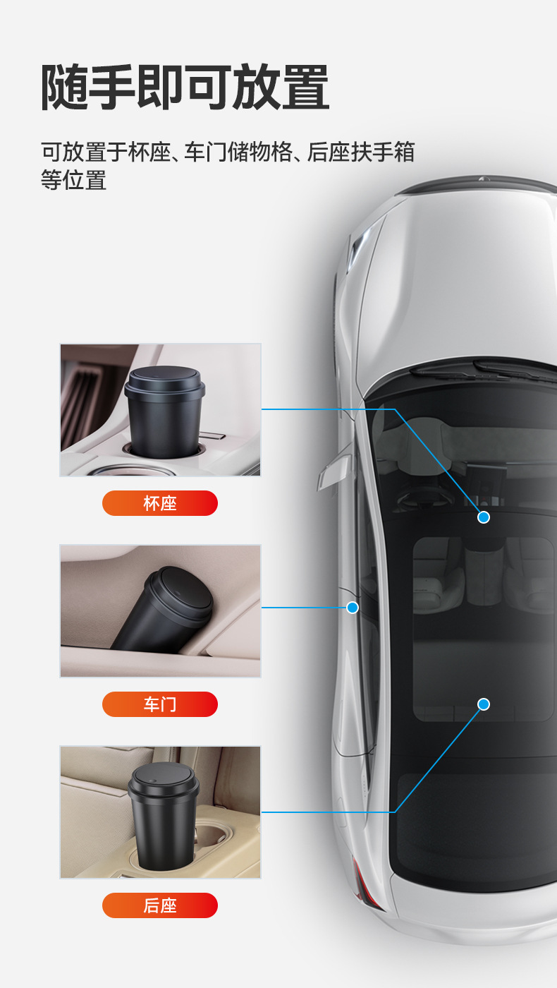车载杯型垃圾桶可拆洗防异味便携式收纳盒车用杂物桶垃圾箱置物盒详情6