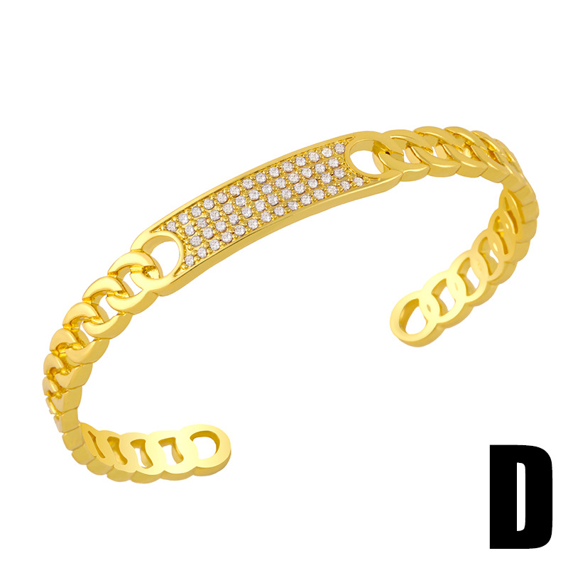 Fashion snake-shaped geometric heart-shape circle hollow copper inlaid zircon bracelet wholesale