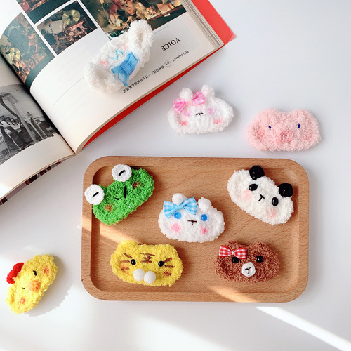 Japanese cute pure handmade crochet wool children's hairpin exquisite cartoon baby hairpin BB clip girls hair accessories
