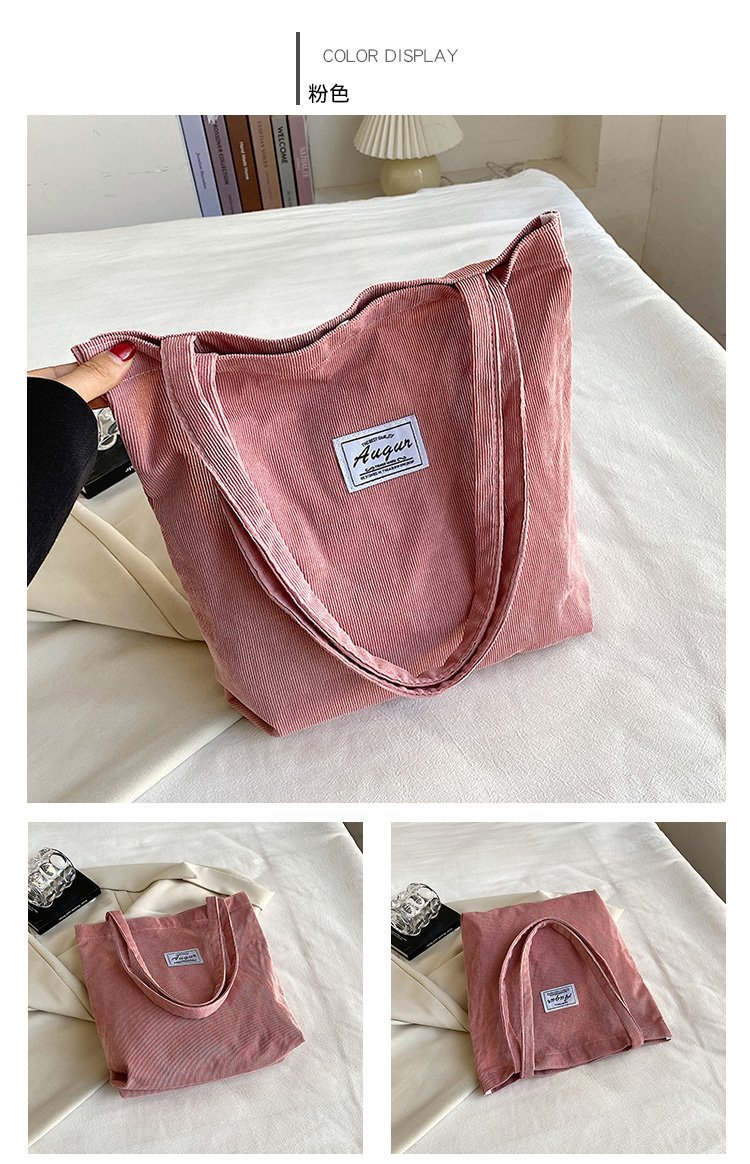 Bolso Tote de Pana para Mujer, Estilo Urbano Simple, Nueva Moda Primavera 2023, Gran Capacidad, Bolso de Hombro, Bolso Bandolera