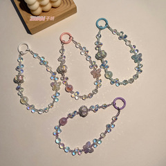 重工貓眼石摩卡鑽球串珠防丟手機鏈條水滴水晶百搭甜美潮配飾手提