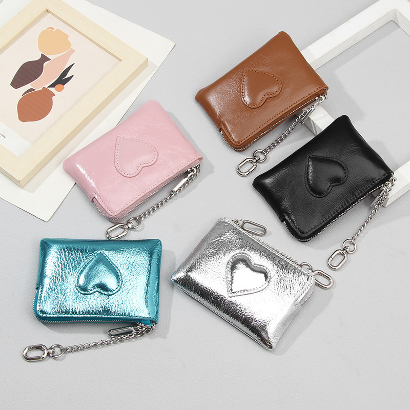 First-Layer Cowhide Oil Wax Leather Women's Wallet Genuine Leather Retro High-End Keychain Zipper Coin Purse Mini Bag First-Layer Cowhide Oil Wax Leather Women's Wallet Genuine Leather Retro High-End Keychain Zipper Coin Purse Mini Bag