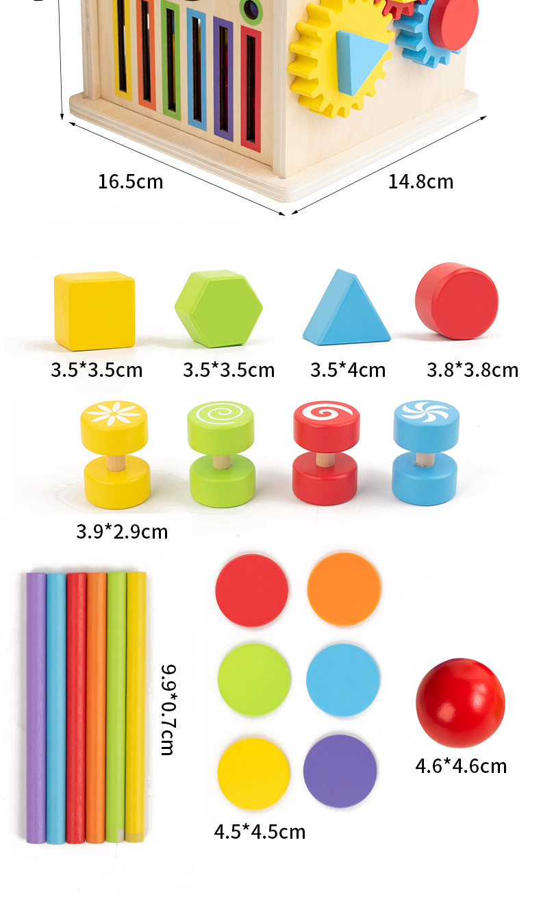 Sınır Ötesi Ahşap 8 İn 1 Montessori Erken Eğitim Kutu Şekil Renk Eşleştirme Madeni Para Atma Top Atma Eğitici Oyuncak Toptan