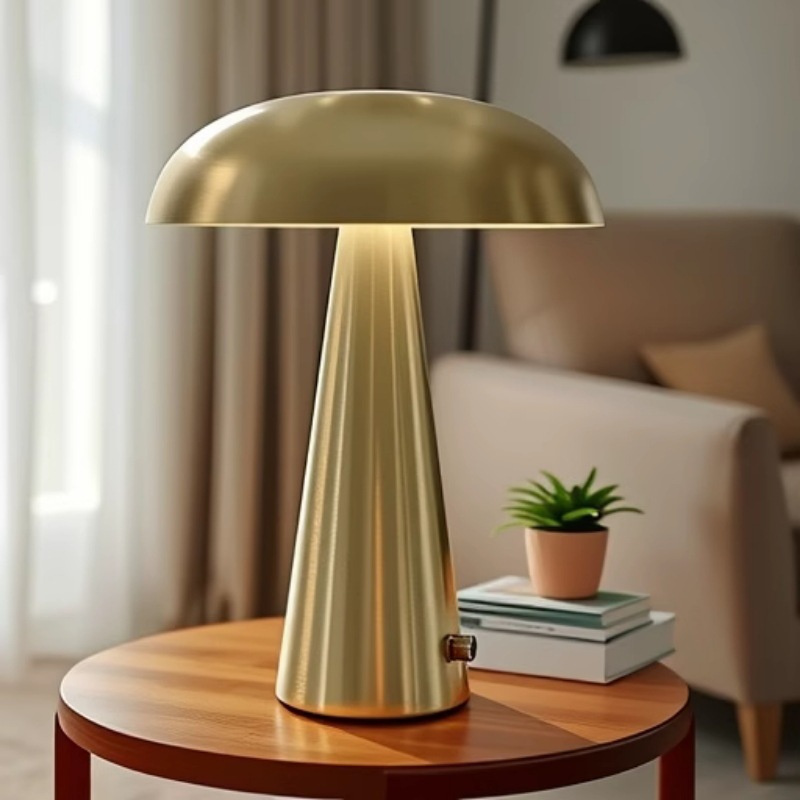 Lámpara de mesa de hongos danesa, dormitorio de estudio, barra de bar, nada, carga portátil, decoración de metal, lámpara de mesa, atenuación táctil