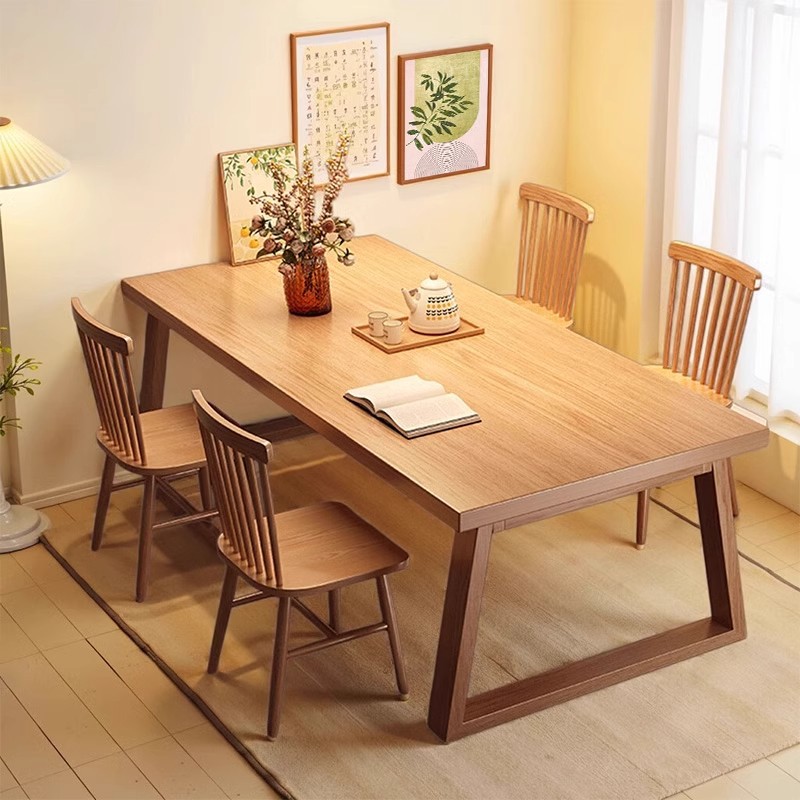 Mesa y silla de comedor combinación moderna simple y práctica de madera maciza pequeña casa 2025 nueva sala de estar una mesa de cuatro sillas mesa de comedor