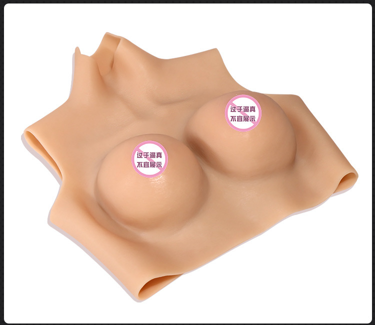 Silicone Prosthetic Breast Inserts for Cross-Dressing, Thin Profile, F-Cup Gel-Flocked Style — detail image 21