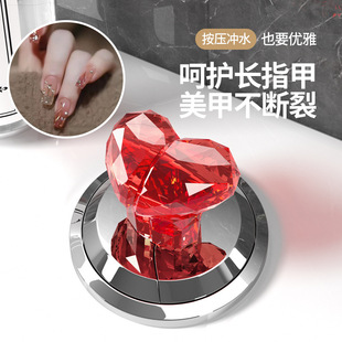 Toilet Push Button Heart-Shaped Multifunctional Long Nail Flush Lid Lifter Bathroom Toilet Home